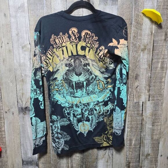 $68 TRUE LOVE FALSE IDOLS by AFFLICTION Long Sleeve Slim Fit Y2K T-shirt NWT - Picture 2 of 5